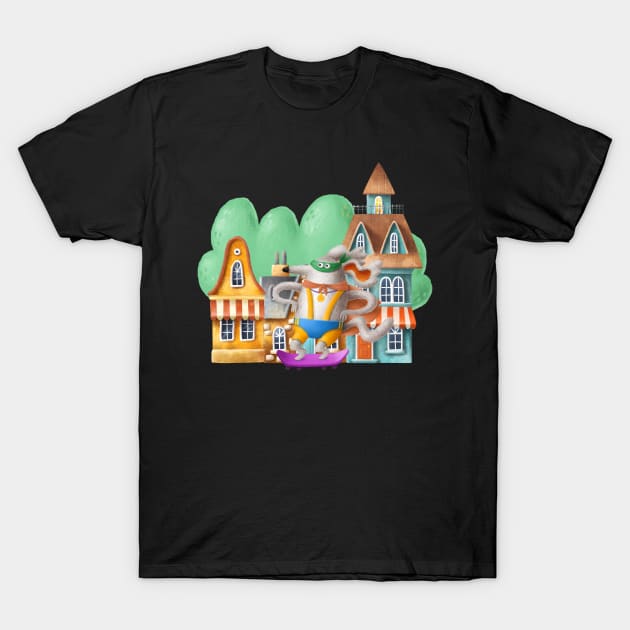 Skateboarding Dog İn The Streets T-Shirt by CaptainPixel